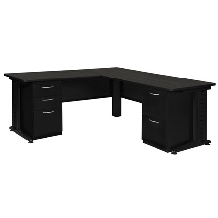 Regency Fusion L-Desks with Storage, 72 D X 29 H, 66 W X Wood, Metal, Ash Grey MLD663042AG